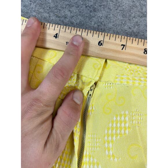 Vintage 70s Bell Bottom Pants Womens S Yellow Paisley Flared Boho Hippie Disco - Picture 2 of 9